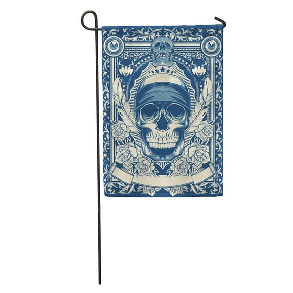 SIDONKU Skull Last Hero Gangster Zombie Bandana Rock Wolf Skeleton Horror Garden Flag Decorative Flag House Banner 12x18 inch