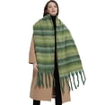 thumbnail image 3 of Bufanda cálida de invierno para mujer, Mantón largo, bufandas grandes, bufanda a rayas con flecos, manta gruesa para clima frío, bufandas de Color, 3 of 5