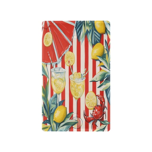 Yayeee Blank Wall Plate Cover 1-Gang 4.5"x2.7" Home Unused Decorative Outlet, White Striped Lemon