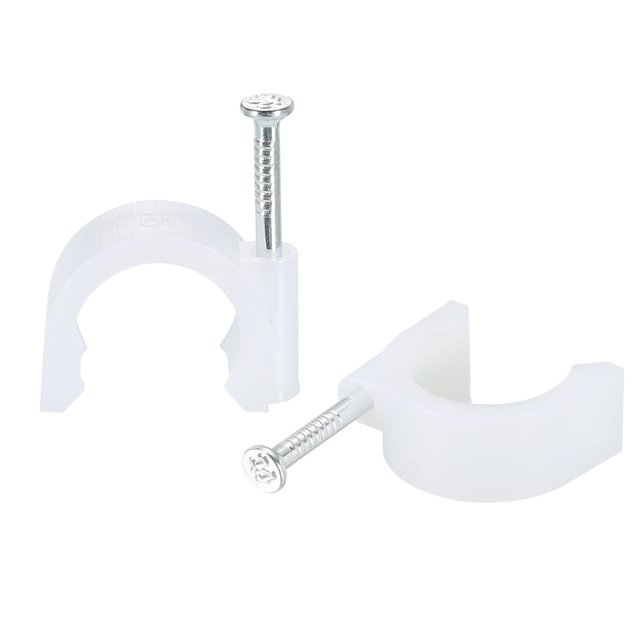 Unique Bargains 15mm Dia PE Clips de Câble Rond Blanc avec Clou en Acier 24 Pack