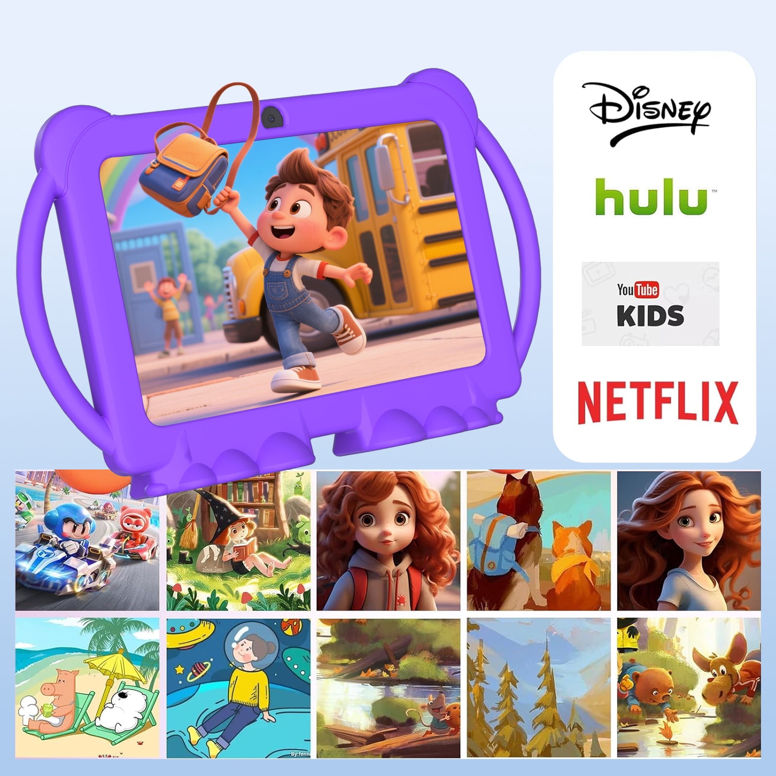 WUIUHOU 7inches Android 12.0 tablet for Kids with Case, 4GB(2+2Expand) RAM+32GB ROM(Can Expand Up to 512GB), Front 2.0MP+ Back 5.0MP Dual Cameras, 1024*600 IPS LCD, Purple