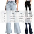 thumbnail image 3 of Cagogo Women's Flare Leg High Waisted Jeans with Pockets Denim Loose Long Pants Casual Y2K Wide Leg Jeans for Daily Wear Street Style Trousers, Light Blue 2XL, 3 of 5
