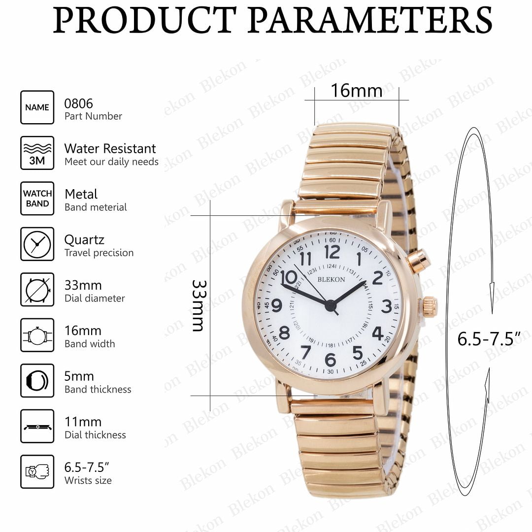 Blekon Women's 33mm Alloy Expansion Band Wristwatch, Glow in The Dark Dial, (Model)