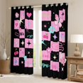 thumbnail image 2 of jejeloiu Cartoon Flower Cherry Curtains Pack of 2 (42x84 Each),Pink Geometric Plaid Curtains Blackout For Girls Women, 2 of 6