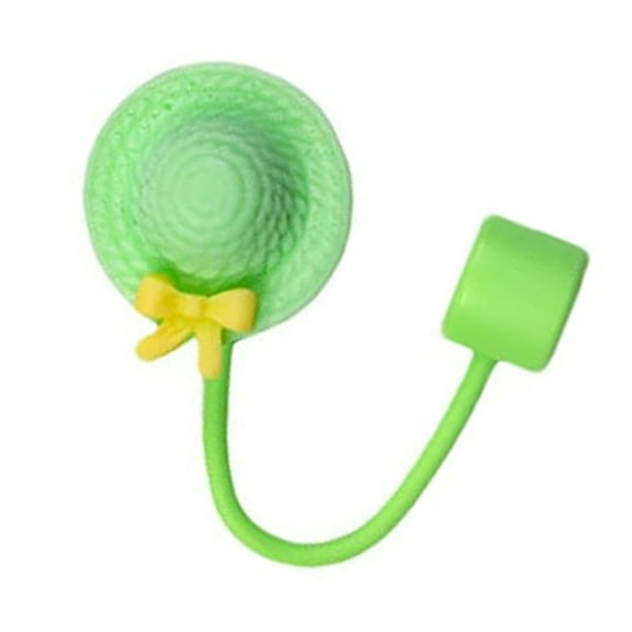 URTERYSER Lovely Hat Shape Silicone Straw Covers Caps Drinking Straw Tip Lid Reusable Straw Caps Plugs Dishwasher Safe Green