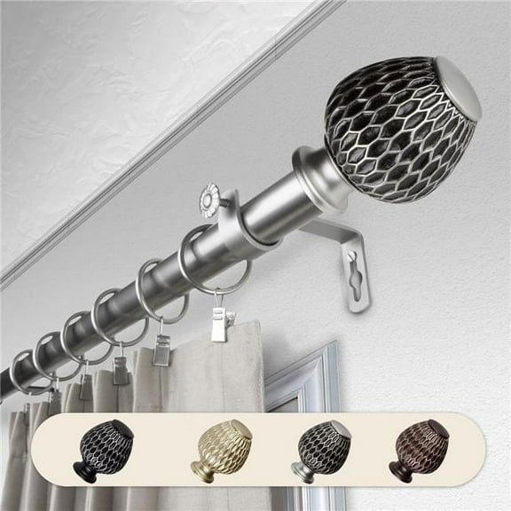Central Design 100-39-995 1 in. Dia. Telmo Curtain Rod, Satin Nickel - 120-170 in.