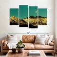thumbnail image 2 of Elephant Stock Golden Mountain Range Wall Art - Horizontal Multi Panel Canvas - Living Room Wall Decor - Nature Multi Panel - Black And Teal Decor - 68" x 42", 2 of 8