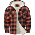 thumbnail image 5 of Men's Flannel Shirt Jacket Sherpa Lined Plaid Jackets Coat Full Zip Up Hoodie Winter Outwear Saffron XL, 5 of 6