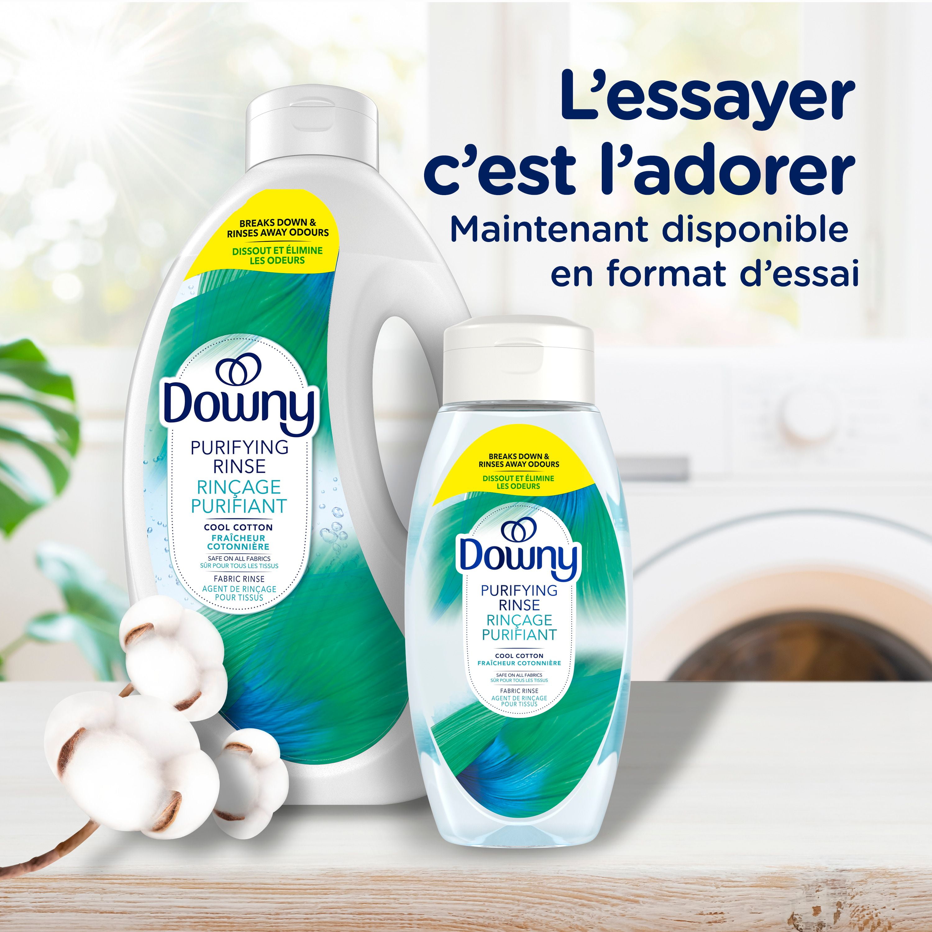 Downy Purifying Rinse Laundry Odour Remover, Cool Cotton Scent, Fabric Softener and Laundry Odour Removal Rinse, Fights Odours at the source, HE Compatible