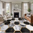 thumbnail image 3 of 5x8 Washable Area Rug, Geometric Pattern Non-Slip Large Rectangle Rug for Living Room Dining Room, Black Gary Hexagon Collage Art Indoor Floor Mat for Home Decor, 3 of 9