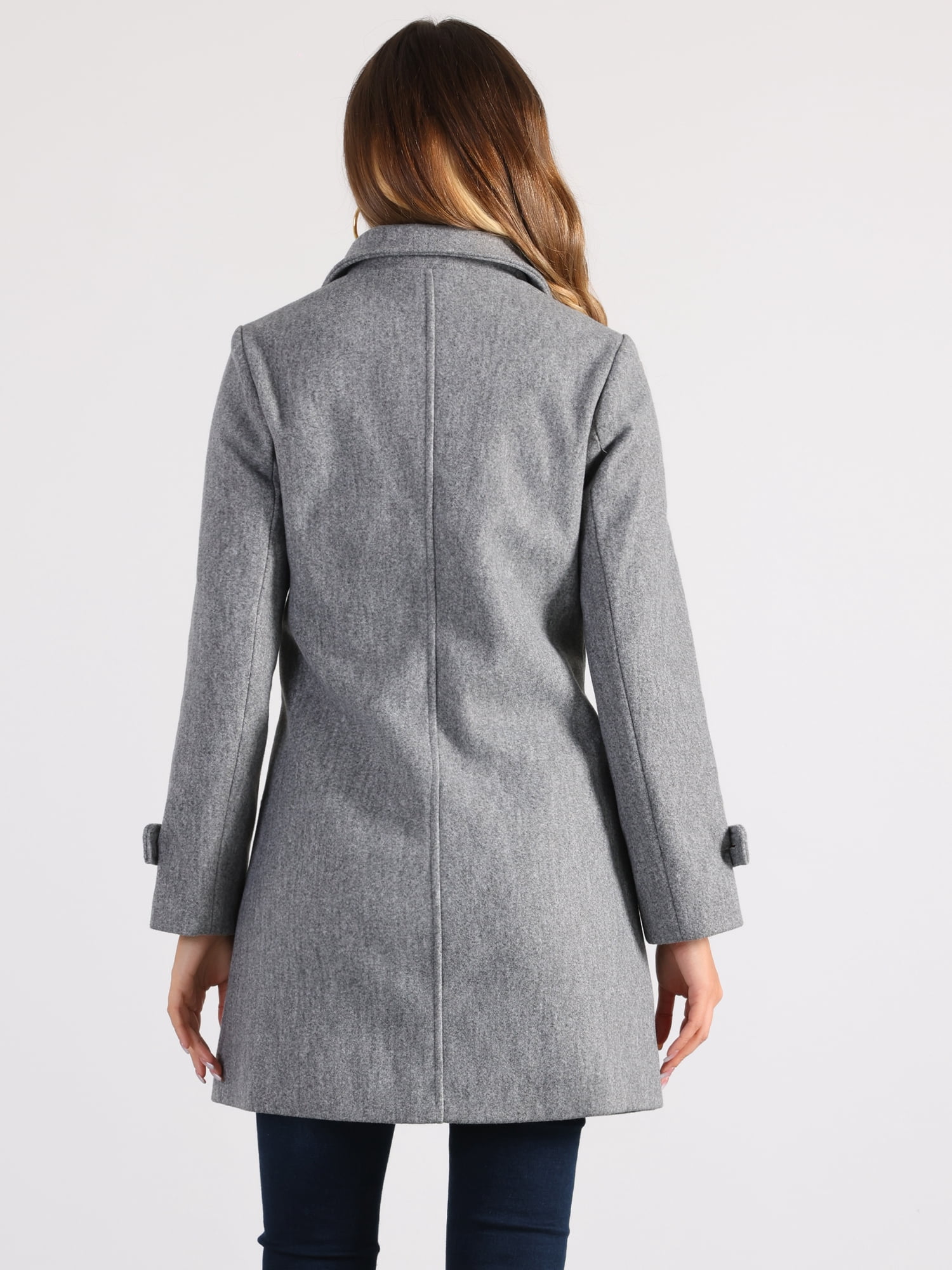 DARING DIVA Women's Peter Pan Collar Winter Outwear Trench Pea Coats Gray S