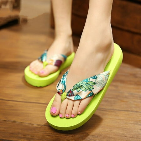 

CoCopeaunt Ladies Wear Korean Summer Wedge Heels Thick Bottom Flip Flops Outdoor Womens Non-slip Sandals and Slippers Tow Beach Slippers