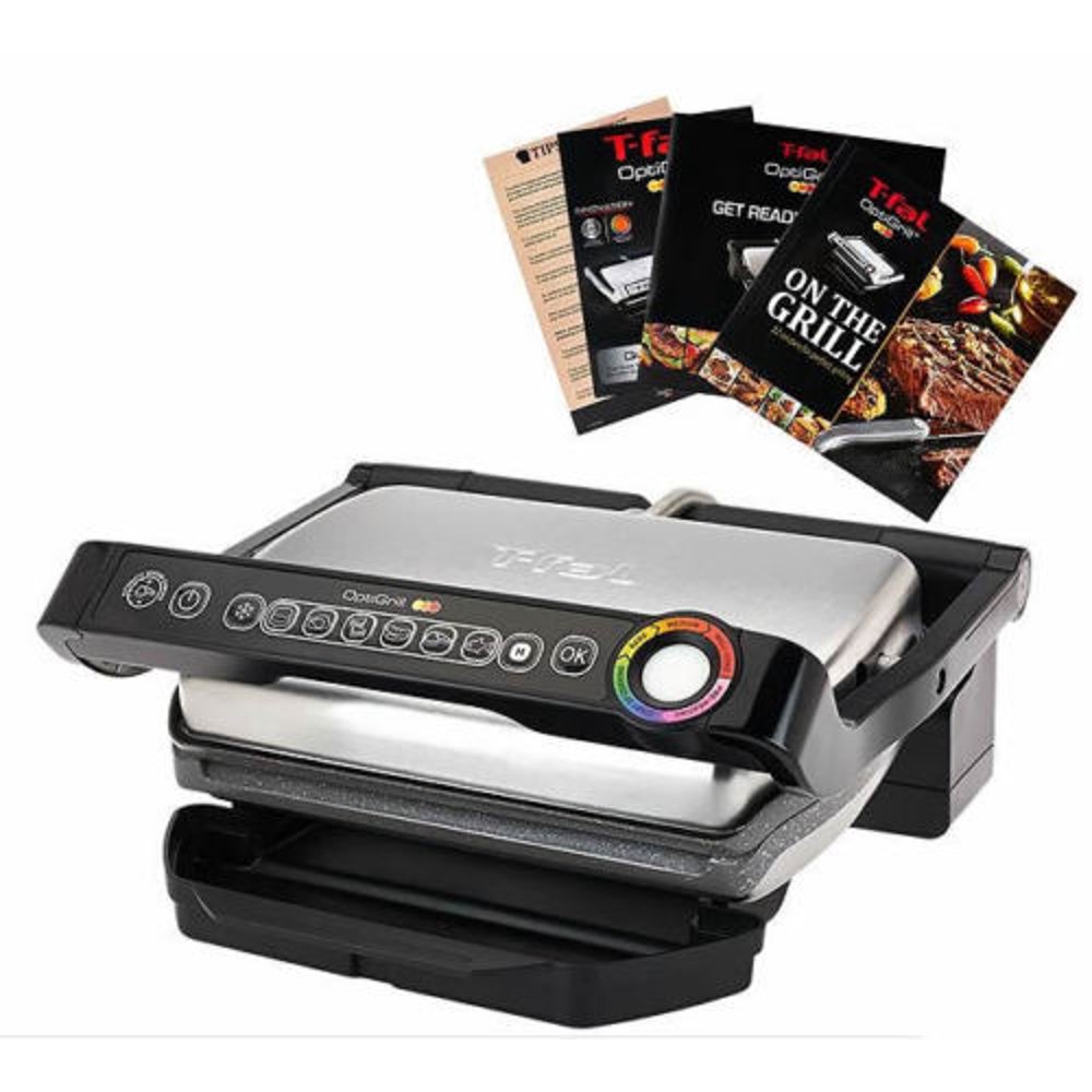 TFAL GC704 OptiGrill With Recipe Book Indoor Electric Grill Removable
