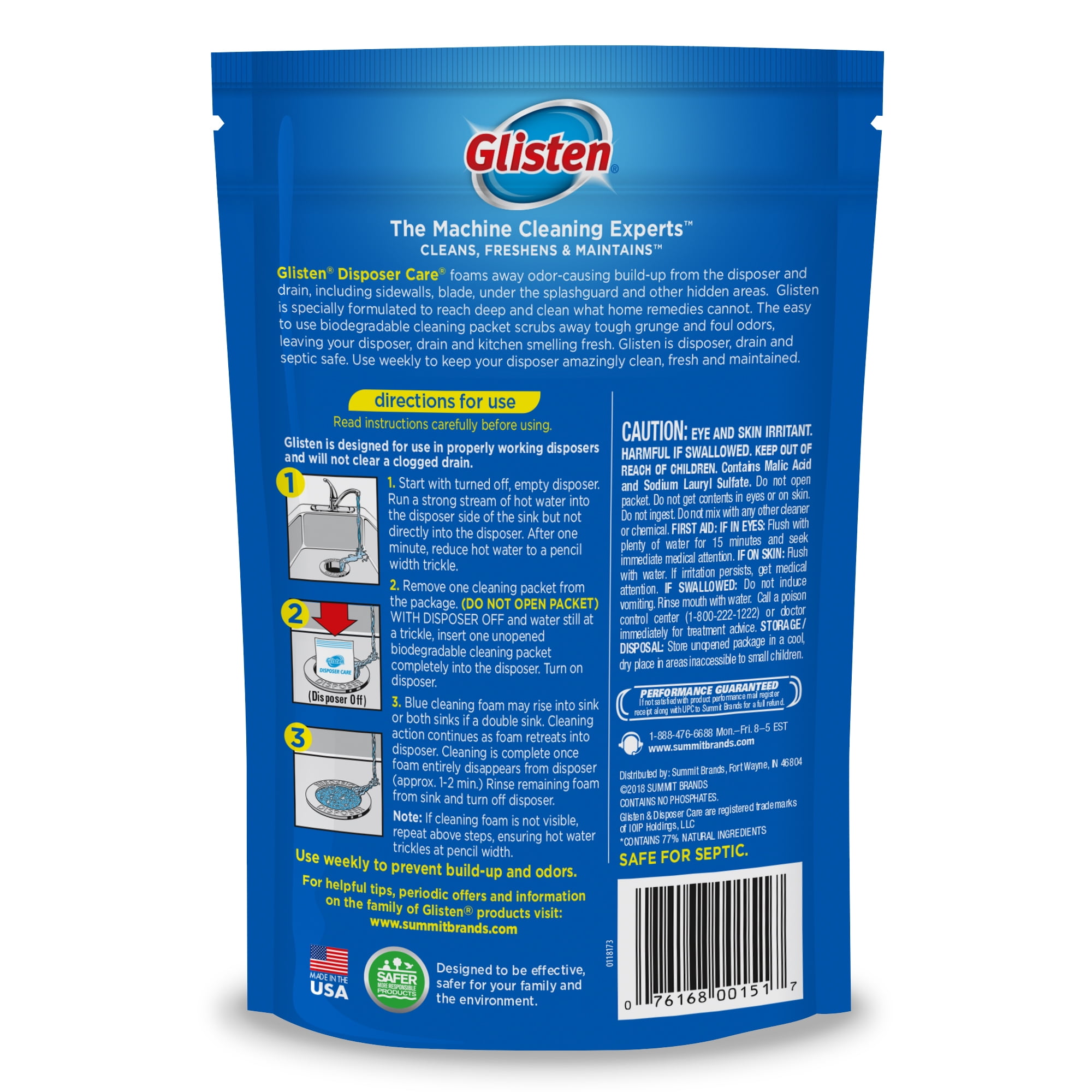 Glisten Dishwasher Detergent Booster and Freshener 2-Pack and Disposer Care Foaming Cleaner, Lemon Scent