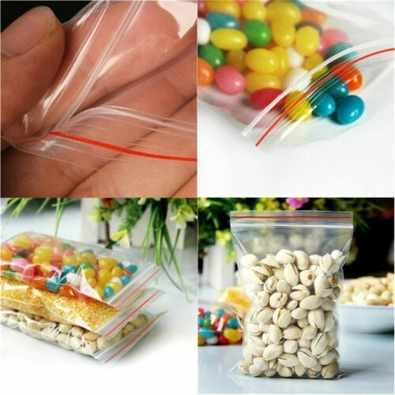 Small Plastic Bags 200pcs, Self Locking Reusable Clear Zip Bags for Jewelry  Pills Daily Vitamin, Thick 2.4 Mil Poly Baggies with Resealable Top Zip
