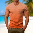 thumbnail image 2 of ZXLBBD T Shirts for Man Short Sleeve Gradient Color V Neck Tee with Front Pocket Loose Breathable Beach Gym Workout Shirts Summer Outdoor Tshirt,Orange,L, 2 of 7