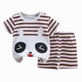 thumbnail image 4 of HCNTES Infant Baby Boy Summer Clothes Outfit Color Block T-shirt Shorts Set Toddler Checkerboard Clothes(12-18 Months,a137-Coffee), 4 of 8