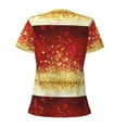 thumbnail image 6 of Fuzoiu Red Gold Glitter Print Women's V-Neck T-Shirt,Women's Short Sleeve Top, Comfortable for Work, Leisure, and Sports, 6 of 7