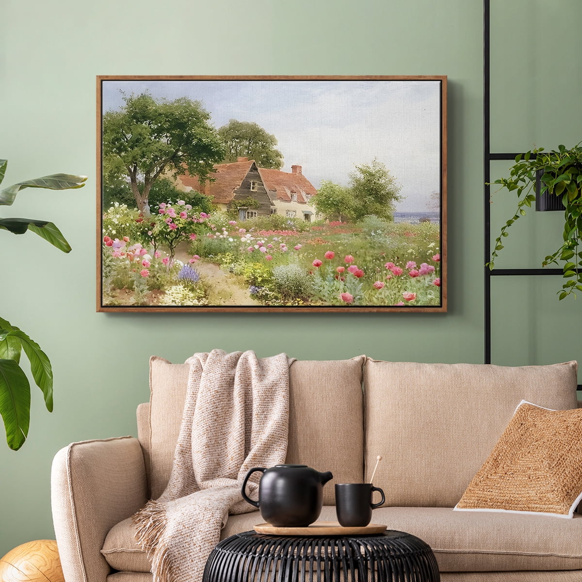 Vintage Landscape-CCLIV By Wexford Home Framed in Walnut Wood Gallery Wrapped Canvas 25 in. x 37 in.