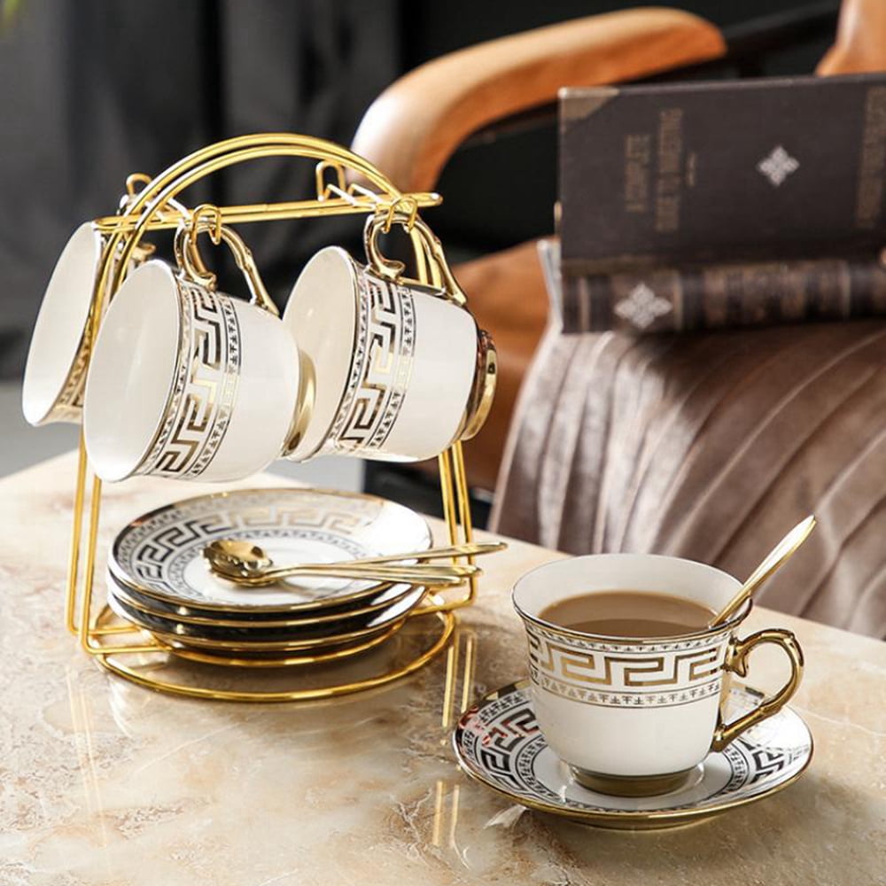 Konitz 4-Piece White Coffee Bar #11A Porcelain Cafe Latte Cup and Saucer  Sets Gift Boxed 275A110001 - The Home Depot