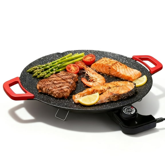Electric Griddle, 14" Non-Stick Cooking Surface, 1000W Adjustable Thermostat, 20" Countertop Flat Top Grill for Pancakes, Bacon, Indoor Cooking
