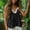Black, variant on Women's Summer Linen Blend V-Neck Lace Cami Top Adjustable Spaghetti Strap Sleeveless Casual Top Khaki M