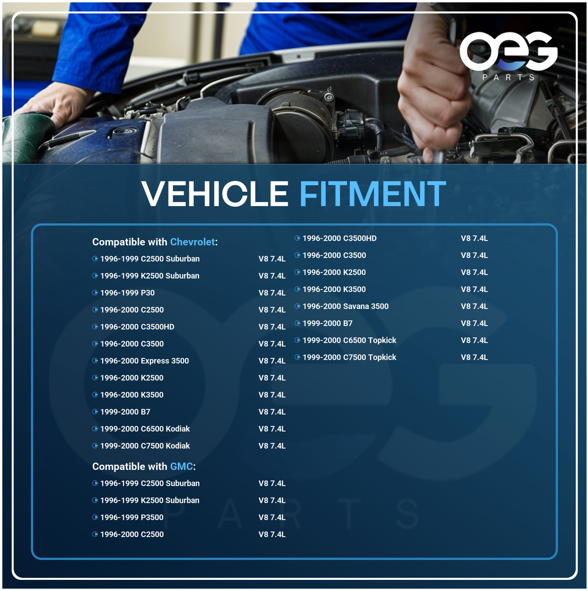 OEG Parts New Distributor Replacement For Chevy GMC 7.4 Vortec L29 2500 3500 C K P 1996-2002 96 97 98 99 00, 1104021, 1104040, 1104052, 1104059