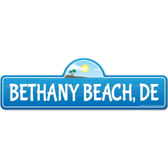 Bethany DE Delaware Beach Street Sign | Indoor/Outdoor | Surfer Ocean Lover Décor For Beach House Garages Living Rooms Bedroom | Signmission Personalized Gift