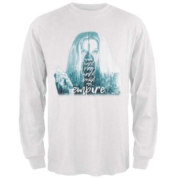 City Skyline Girl Build an Empire Mens Long Sleeve T Shirt White 3X-LG