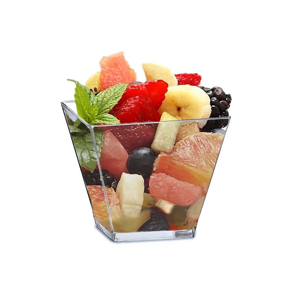 Mini 2 Ounce Square Dessert Cups. Pack Includes 50 Clear Plastic