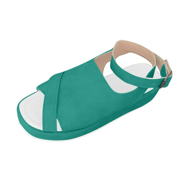 Straps with Buckles Womens Fashionable And Casual Solid Color Wrap-Around Strap Buckle Roman Sandals