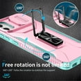 thumbnail image 3 of For Samsung Galaxy A05 Slim Fit Shockproof Hybrid with Slide Camera Cover & Rotated Ring Kickstand, [Military-Grade] Phone Case For Samsung Galaxy A05 6.7",Pink Green,For Galaxy A05, 3 of 8