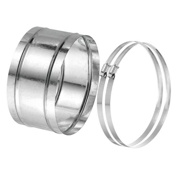 Uxcell 7.8" Duct Connector, 1 Set Galvanized Iron Duct Coupling Vent Coupler Dryer Pipe Coupling Hose Extension Connector with Duct Clamps for HVAC Exhaust Fan Vent Systems, 4" Long