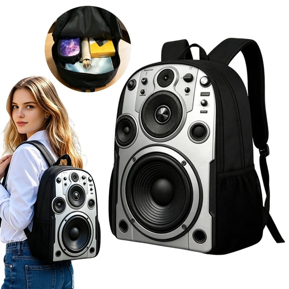 Cool Speaker-Style Backpack,standard Backpack for Women Men Lightweight Sport Rucksack Casual Hiking Travel Daypack