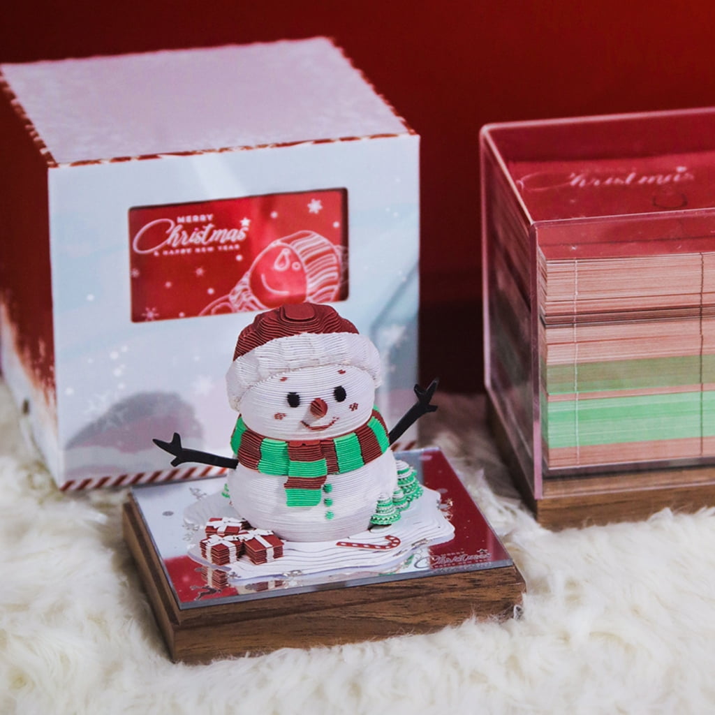 PatungKu 2026 Daily Calendar Paper Sculpture Snowman Calendar With Acrylic Base Tearable Note Paper Pad For Holiday Decoration