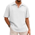 thumbnail image 2 of Dolkfu Cotton Linen Big and Tall Shirts for Men Casual Collared Golf Shirts Pullover Men's Loose Short Sleeve Polos XXL, 2 of 8