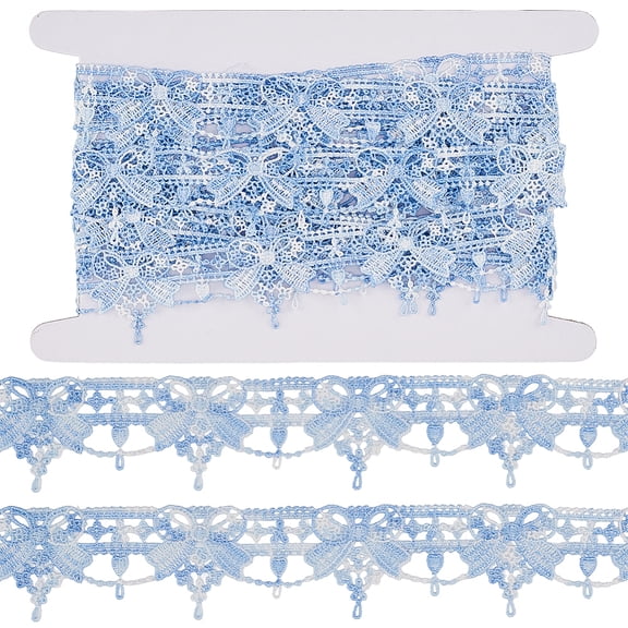 5 Yards Blue Bowknot Lace Trim Embroidery Crochet Fringe Edging Trimmings 1.5 inch Sewing Ribbon Fringe Applique Fabric