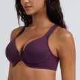 thumbnail image 4 of MELENECA Women's Racerback Front Closure Bras Plunge Unlined Full Coverage Seamless Underwire Bra Grape Wine 44DD, 4 of 7