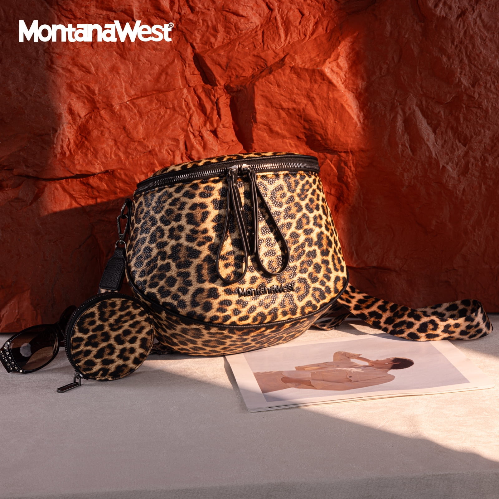 Montana West Crossbody Bags Bum Bag for Women Large Sling Bag with Adjustable Strap and Coin Purse, Leopard