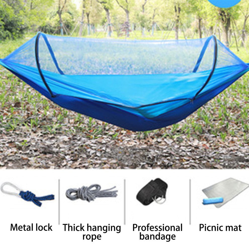 Outdoor Camping Hiking Hanging Parachute Hammock Swing Bed with Mosquito Net 