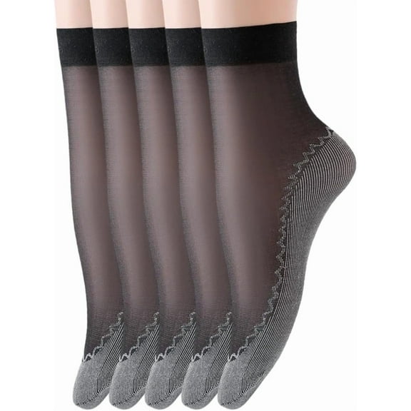 10 Pairs Nylon Silk Socks for Women Black 236x75x2.5mm Black 10Pair