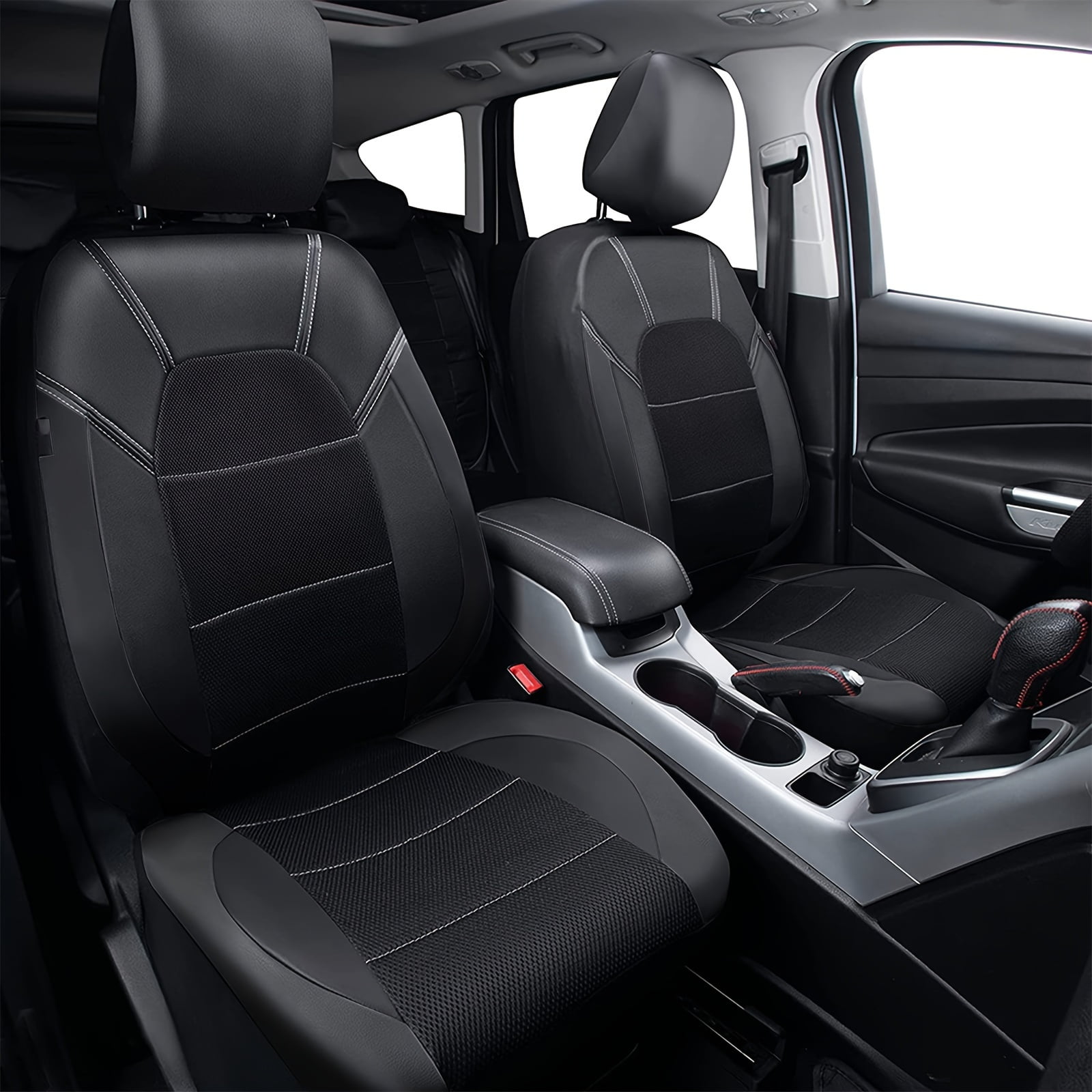 5 Seat Covers Universal Car Seat Cover Full Set Front Rear Cover Fit Solid 40/60, 60/40, 50/50 Split Bench