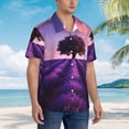 thumbnail image 3 of Honeii Lavender Field Sunset Print Men’s Hawaiian Shirt,Classic Button-Down Short Sleeve Shirt, for Beach, Vacation, and Outdoor Activities,3X-Large, 3 of 7