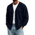 thumbnail image 2 of Men V Neck Button Cardigan Sweater Long Sleeve Open Front Casual Knit Cardigan with Pockets, 2 of 6