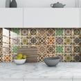 thumbnail image 2 of EastVita 10pcs Tile Sticker, Bathroom Kitchen Peel and Stick Backsplash Tile Decals Retro Pattern Waterproof Removable Self-Adhesive Square Wall Decals for Home Decor, 2 of 7