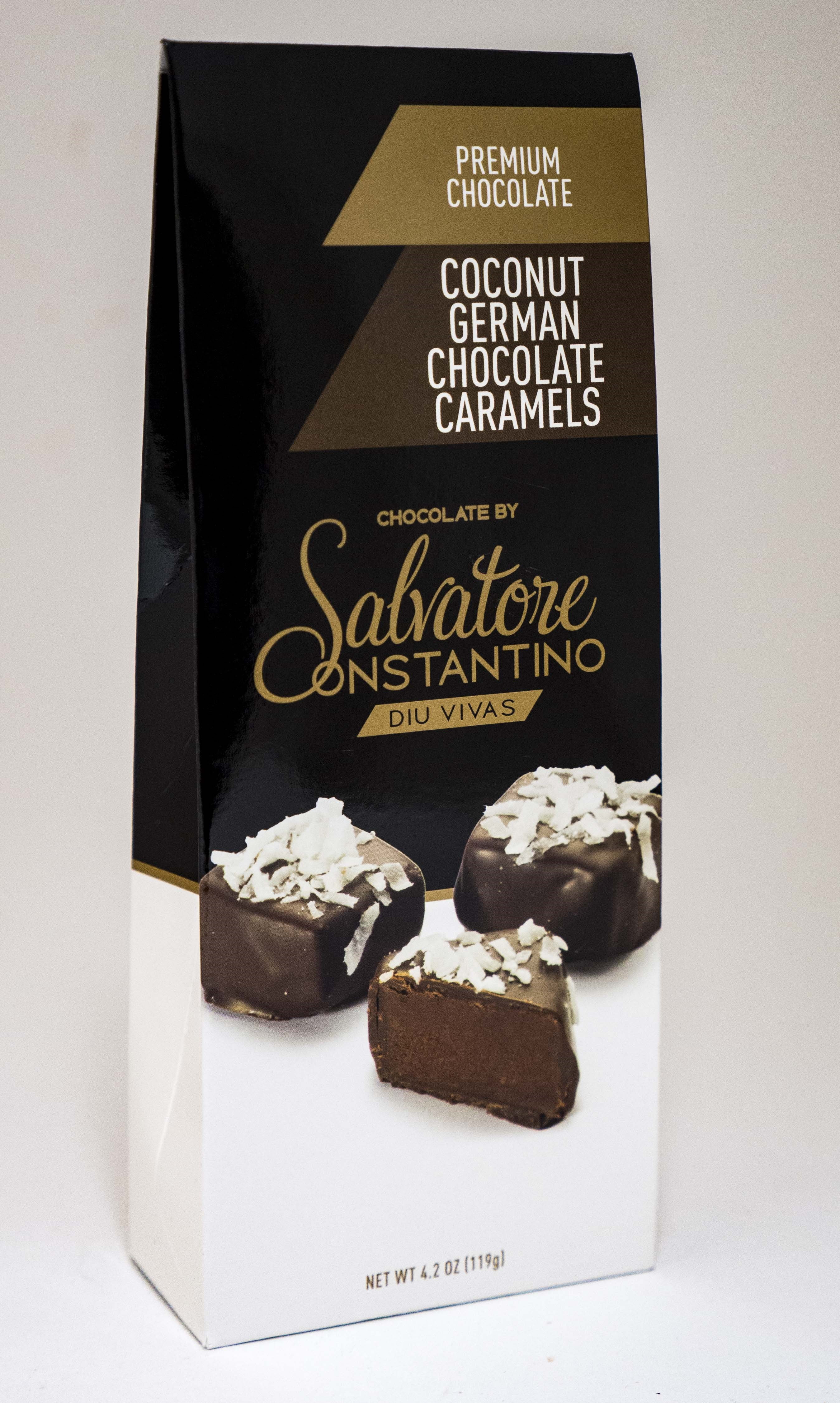 Salvatore Constantino Caramels, Coconut German Chocolate, 4.2 Oz by SSI G. Debbas Chocolatier, LLC