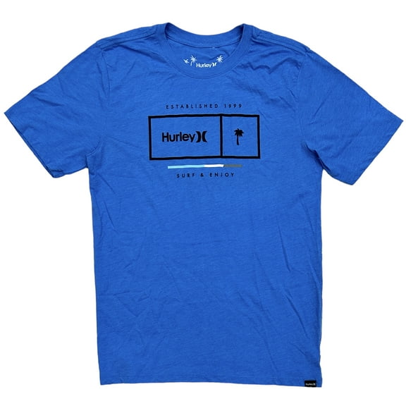 Hurley Men's Tee T-Shirt Short Sleeve Everyday Washed Pop Bar Logo Graphic (Small, Blue Heather)