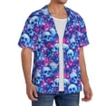 thumbnail image 2 of Kdxio Men's Hawaiian Shirt for Men Short Sleeve Shirt blue Skull purple flower Summer Casual Holiday Beach Button Down T-Shirts, 2 of 5