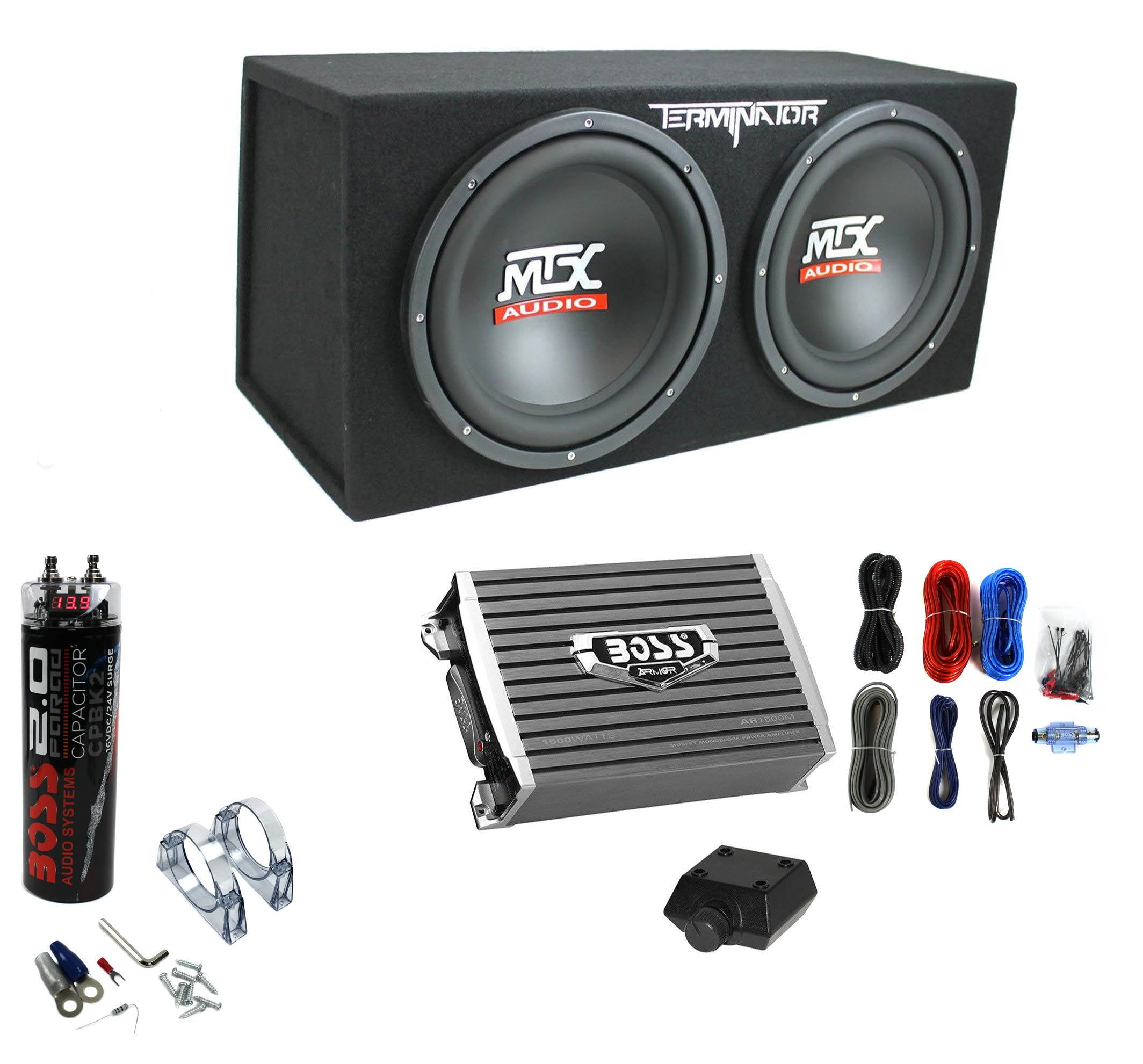MTX TNE212D 12" 1200W Dual Loaded Subwoofer Box + 1500W Amplifier