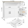 thumbnail image 2 of Homfa 47.2''W Kitchen Sideboard Buffet Cabinet with 2 Drawers & Open Shelf, Wood 4 Doors Storage Cabinet with Adjustable Shelves for Dining Room, White, 2 of 7